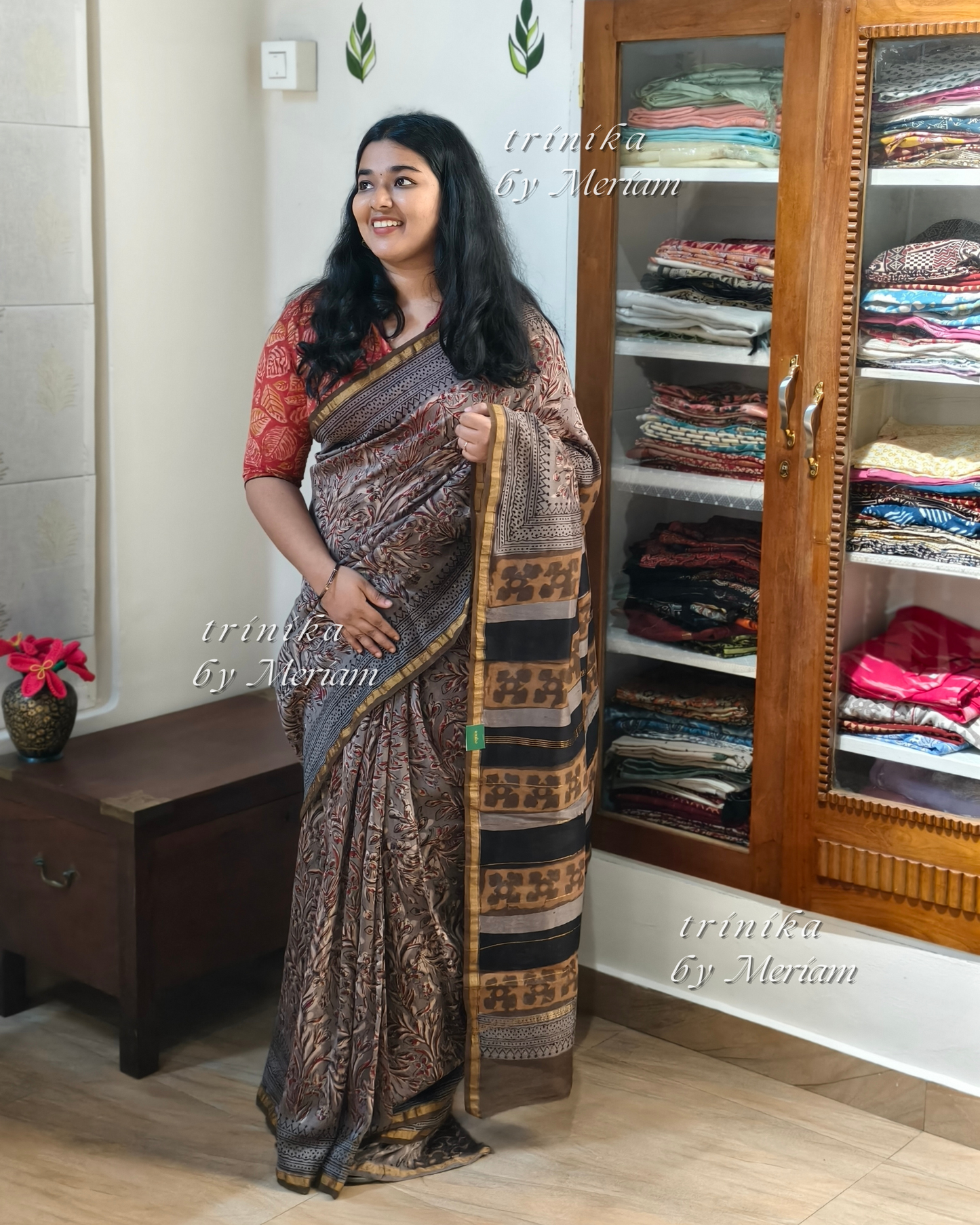 Graphite Grey Chanderi Silk Cotton Saree