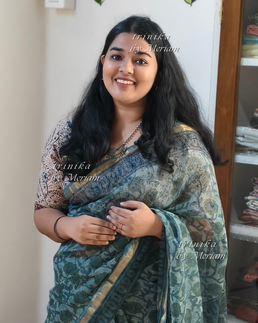 Blue Kota Doria Saree