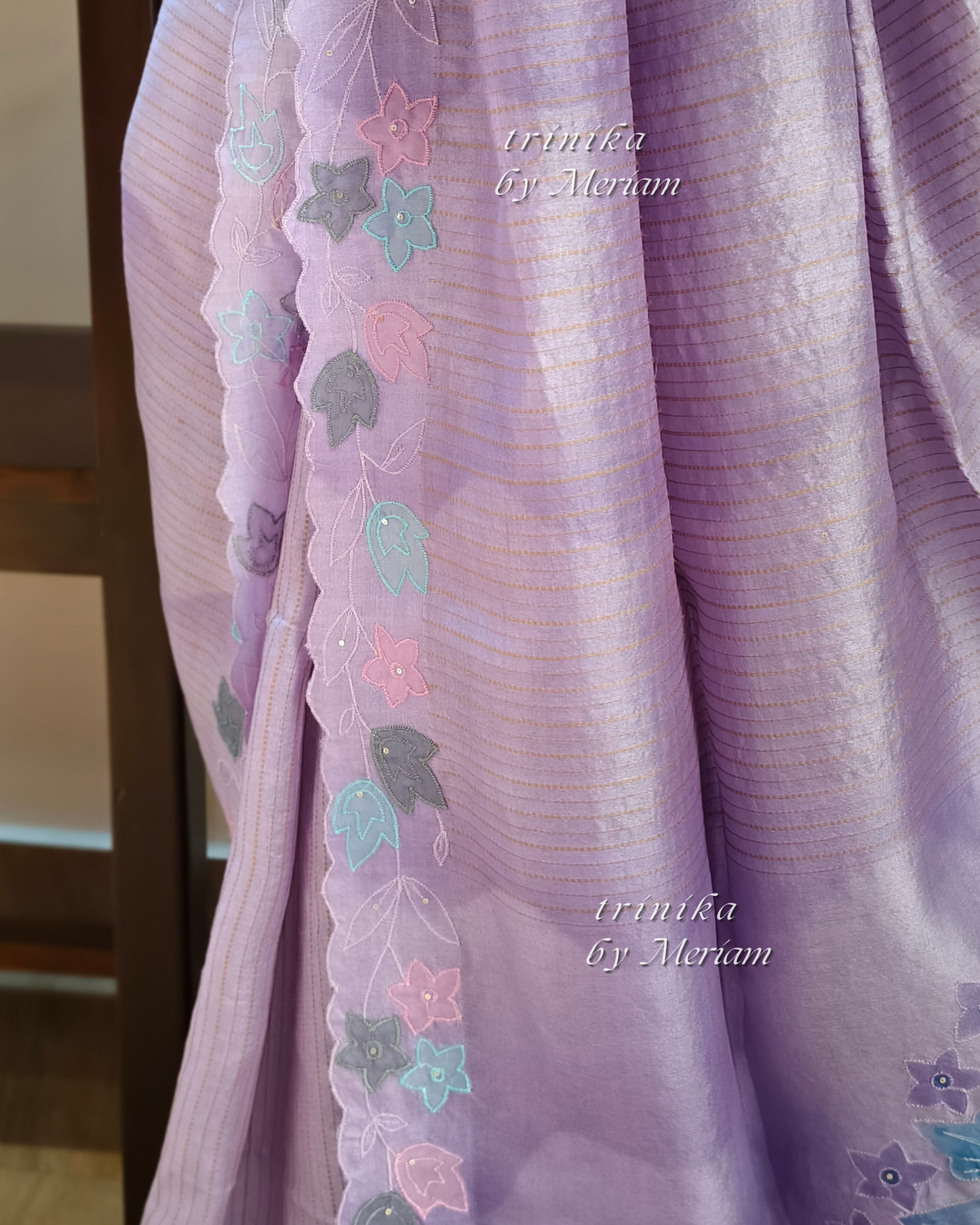 Lavender Pure Tussar Silk Saree