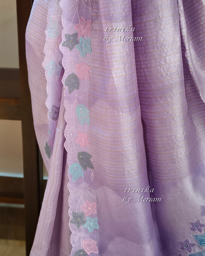 Lavender Pure Tussar Silk Saree