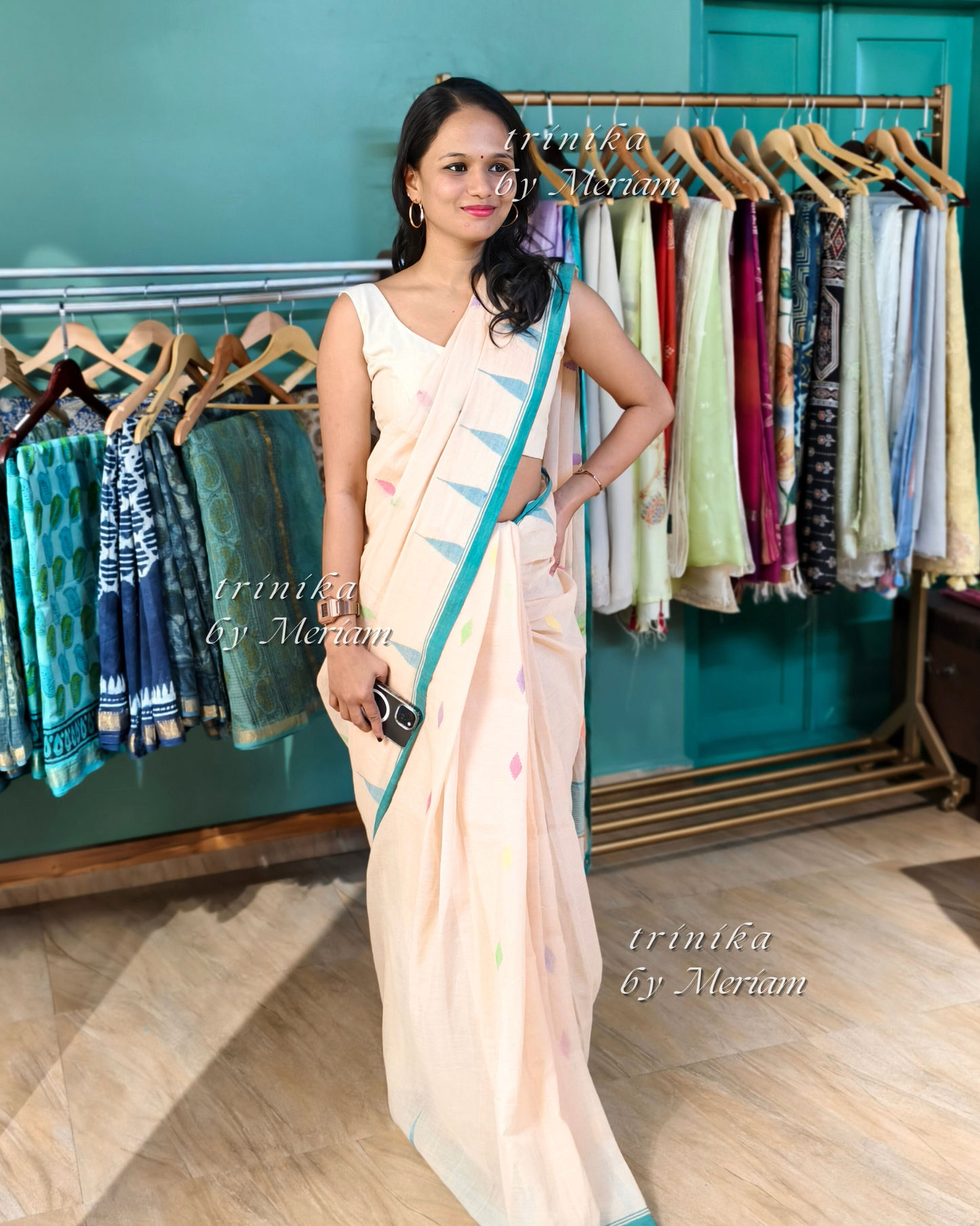 Cream Jamdani  Saree