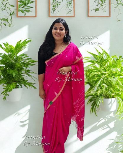 Dark Pink Jamdani Saree