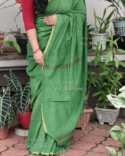 Mint Green Plain Jamdani Saree