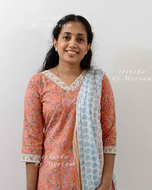 Peach Cotton Ready-made Salwar Suit