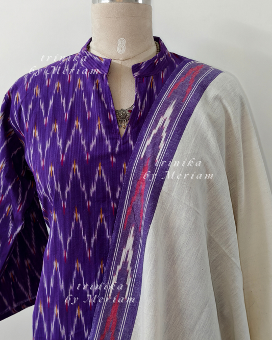 Indigo Violet Ikat Ready-made Salwar Suit