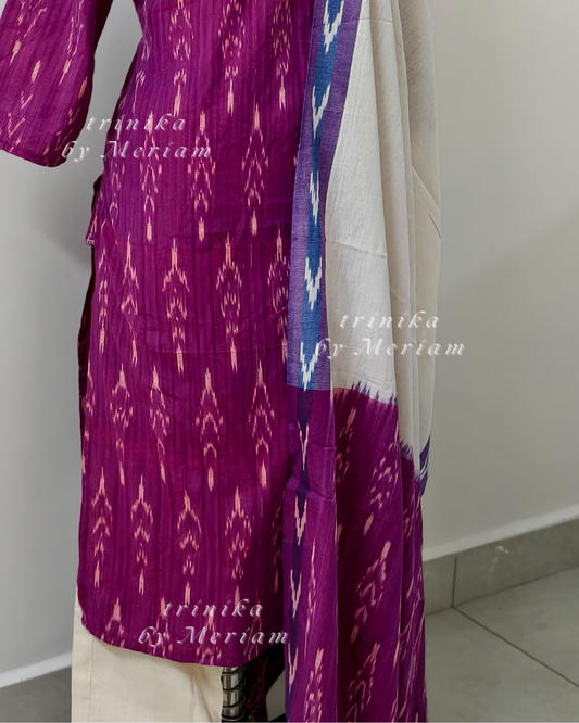 Purple Ikat Ready-made Salwar Suit