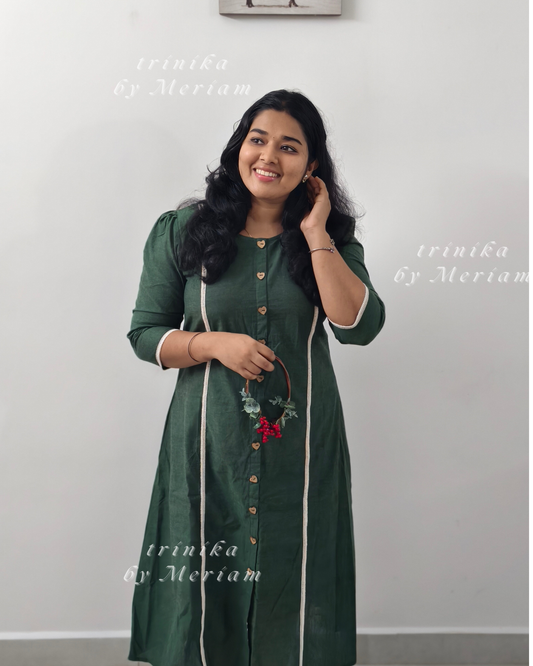 Green A-Line  Kurta