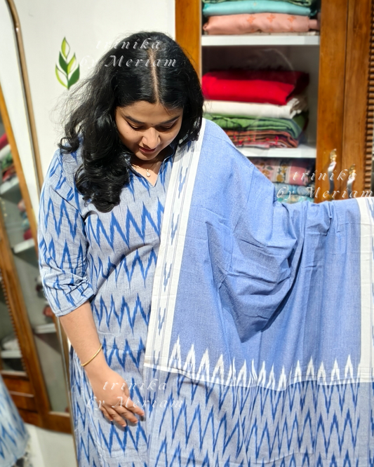 Blue Ikat Ready-made Salwar Suit
