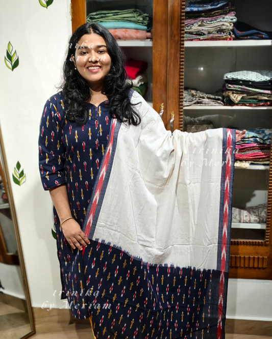 Navy Blue Ikat Ready-made Salwar Suit