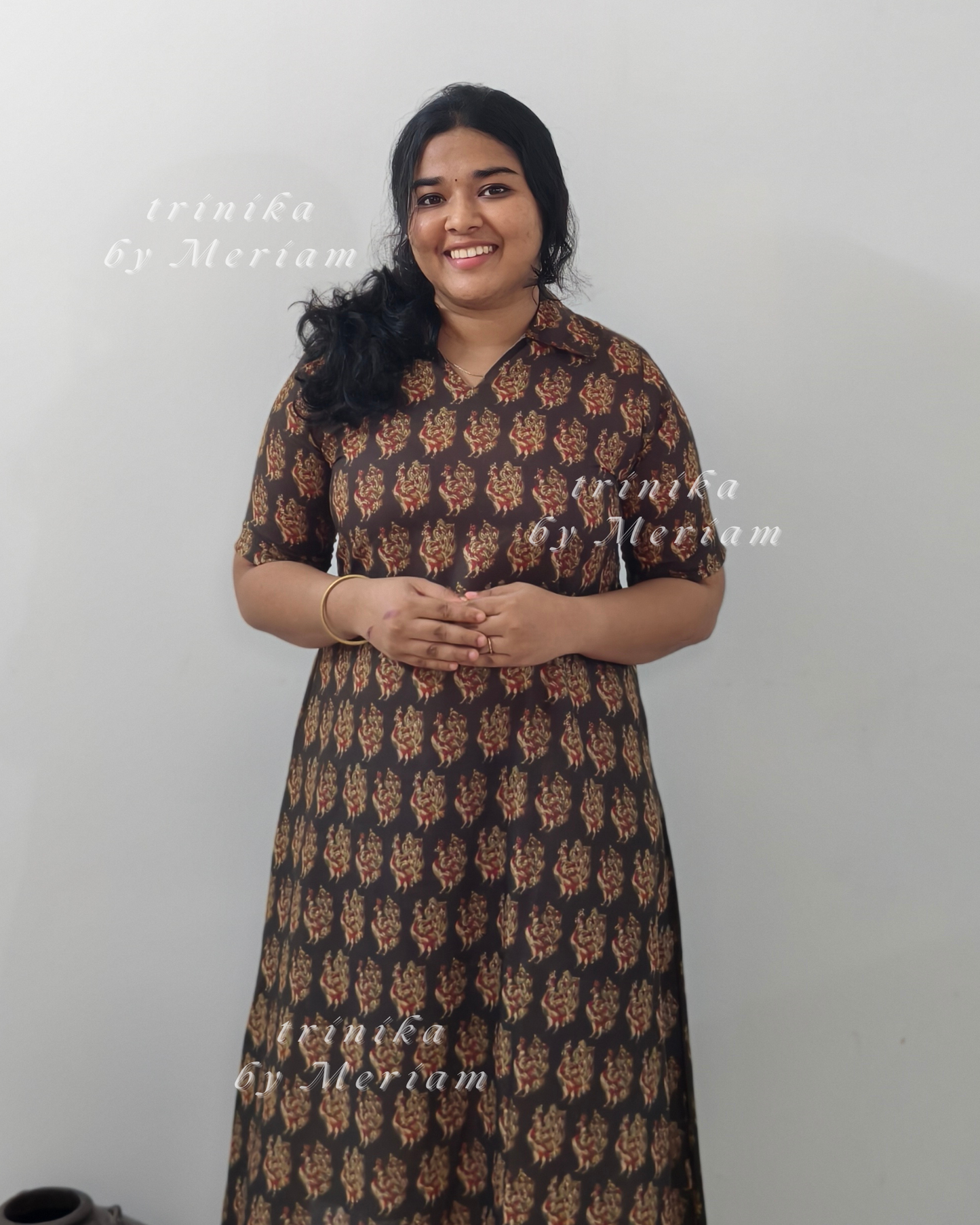 Dark Green Collared A-Line Kurta