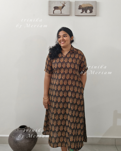 Dark Green Collared A-Line Kurta