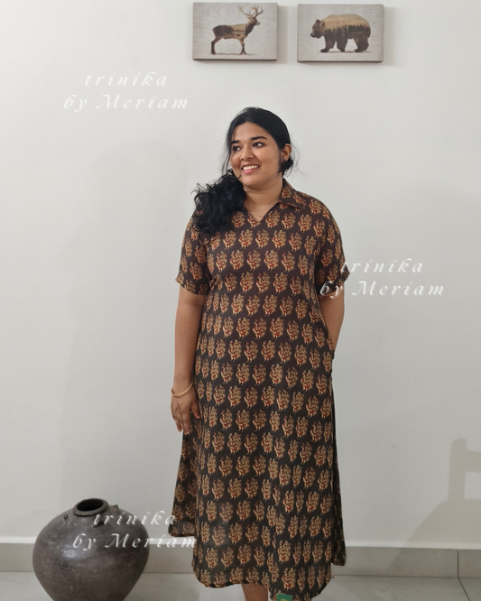 Dark Green Collared A-Line Kurta