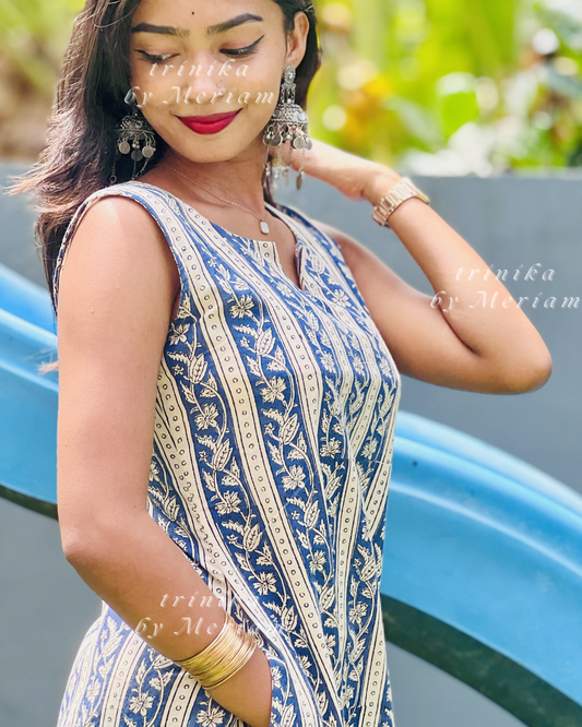 Cream A-Line  Sleeveless Kurta