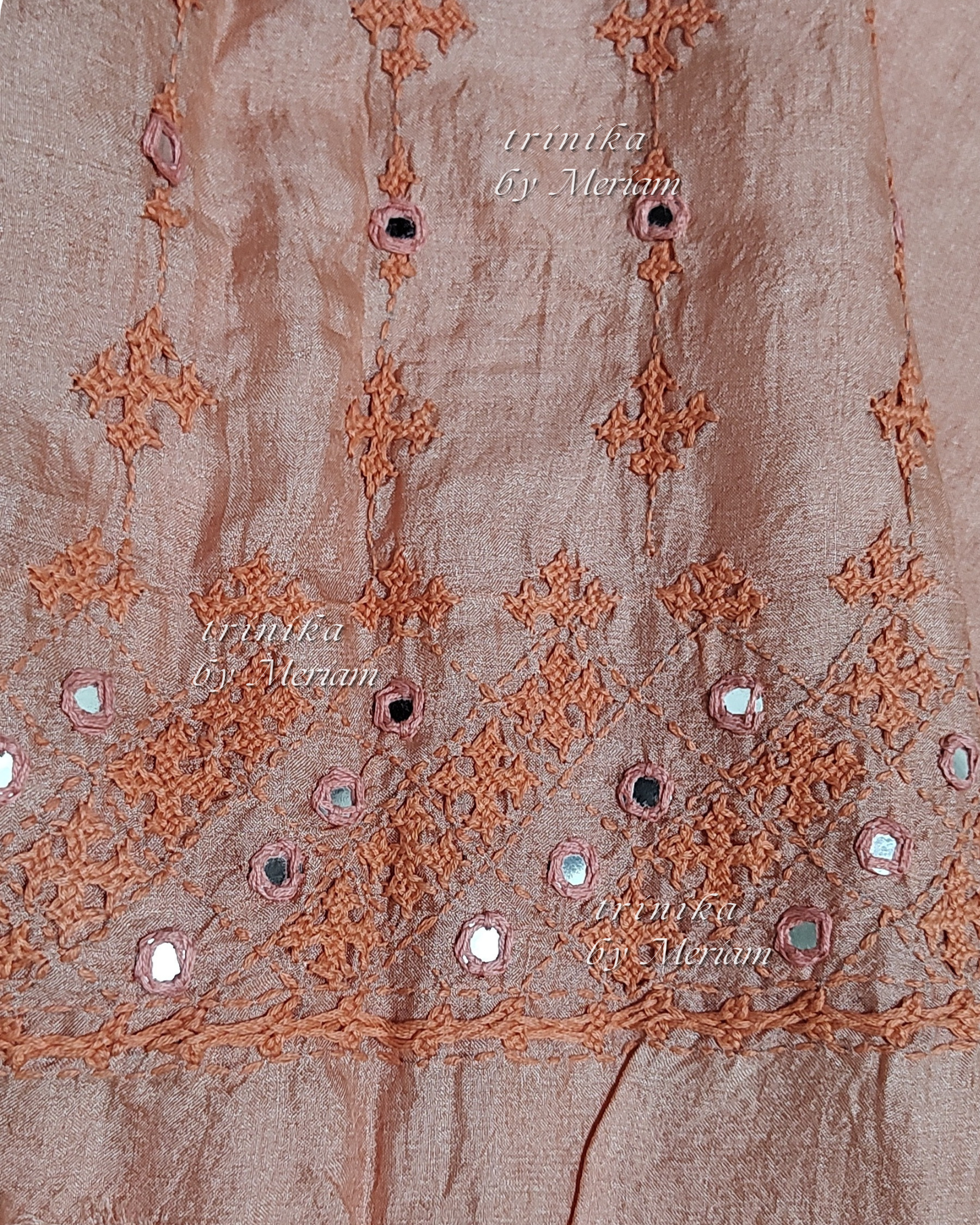 Peach Pure Tussar Silk Salwar Suit
