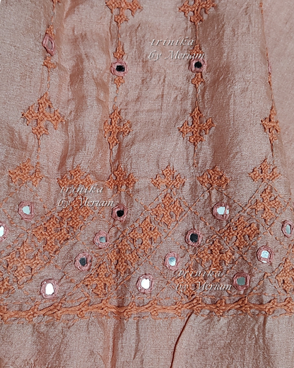 Peach Pure Tussar Silk Salwar Suit