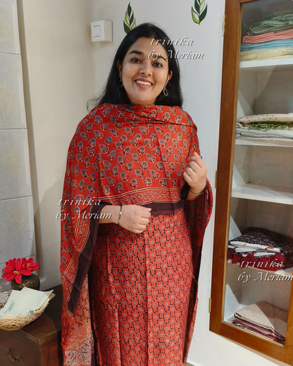 Red Modal Silk Salwar Suit