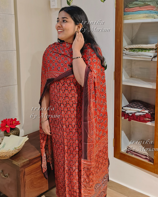 Red Modal Silk Salwar Suit