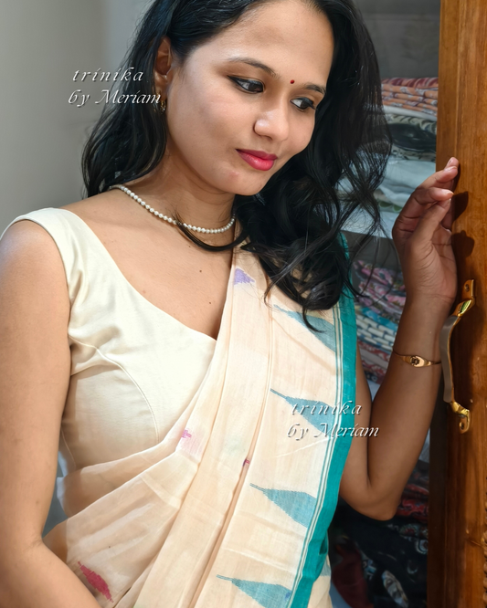 Cream Jamdani  Saree