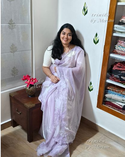 Lavender Glass Tissue Saree