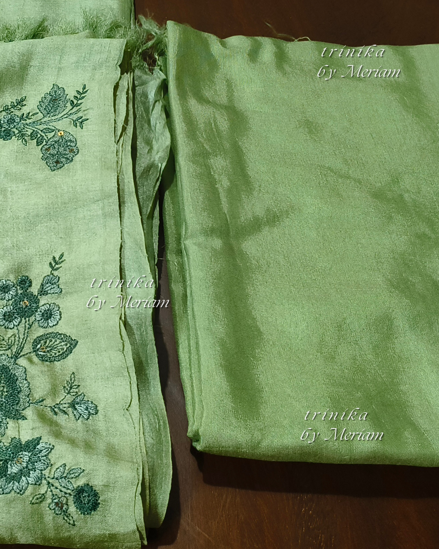 Pista Green Pure Tussar Silk Salwar Suit
