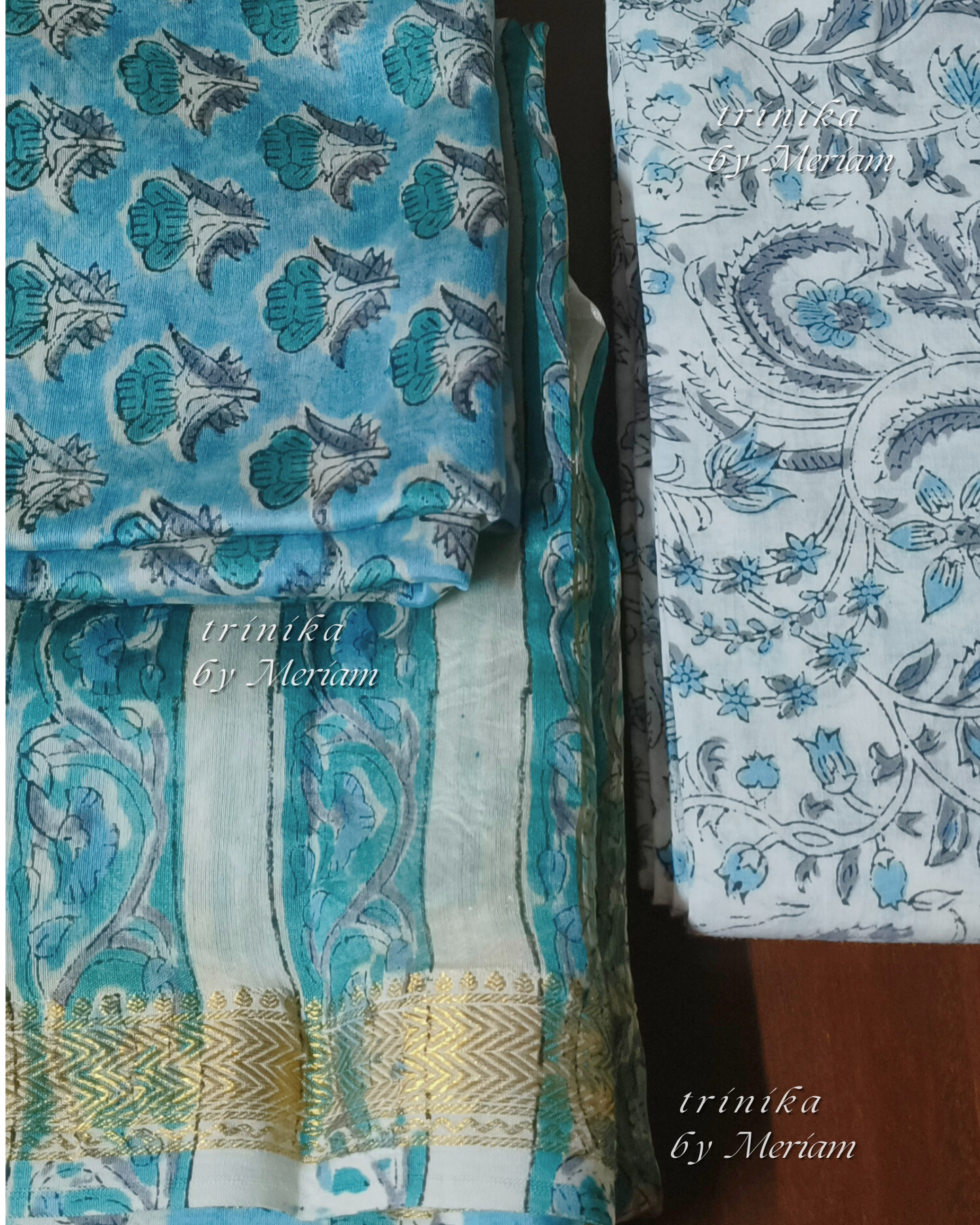 Sky Blue Maheshwari Silk Cotton Salwar Suit