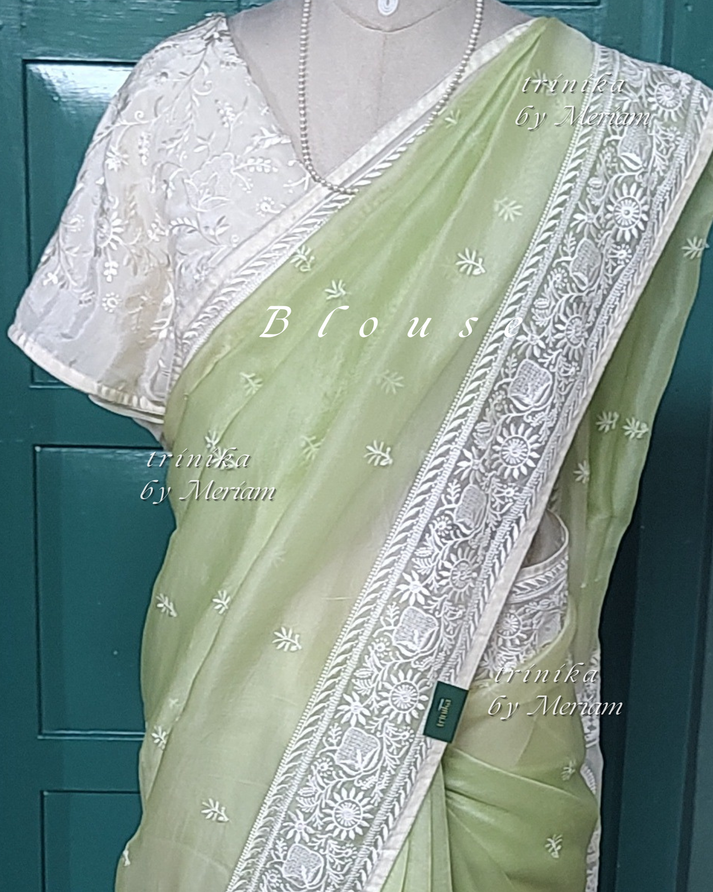 Lime Green Pure Organza Saree