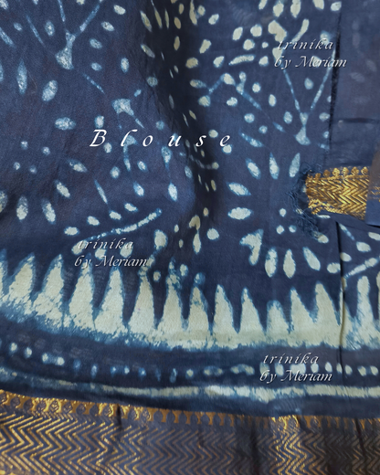 Indigo Blue Maheshwari Silk Cotton Saree