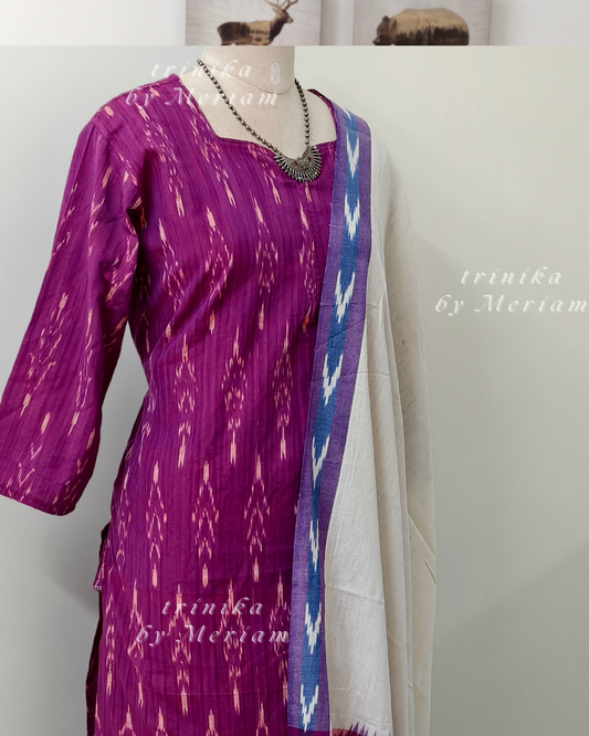 Purple Ikat Ready-made Salwar Suit