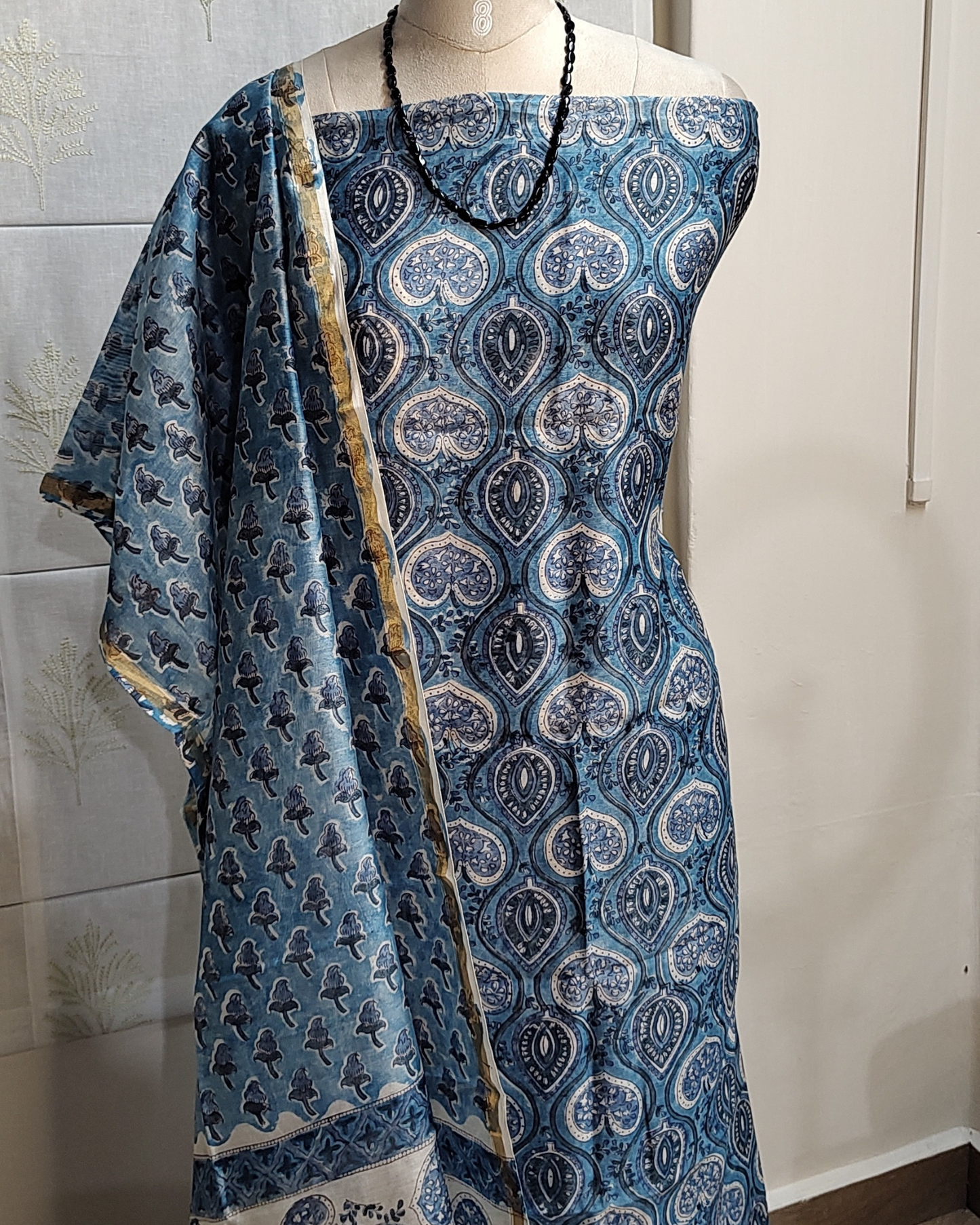 Blue Chanderi Silk Cotton Salwar Suit