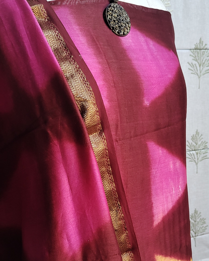 Magenta Maroon Maheshwari Silk Cotton Salwar Suit