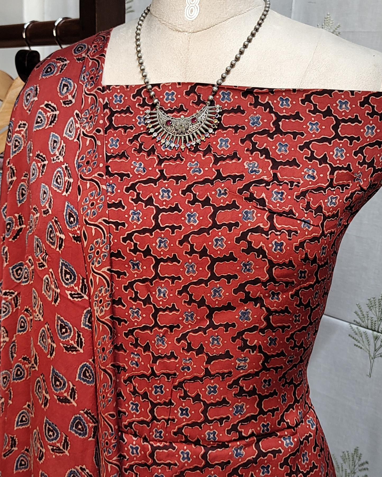 Red Modal Silk Salwar Suit