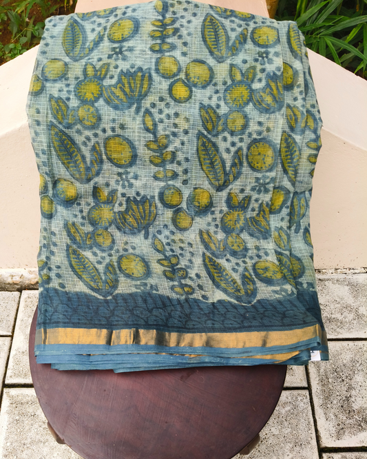 Stone Blue Color Kota Doria Saree