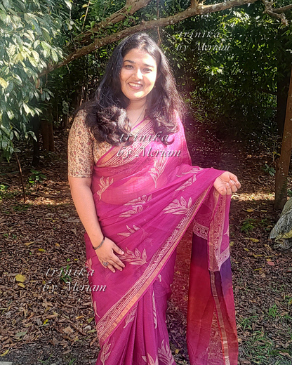 Dark Magenta Silky Kota Saree