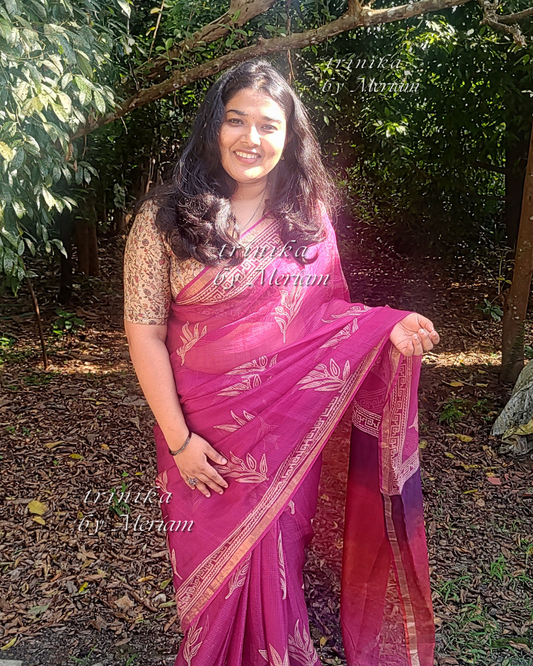 Dark Magenta Silky Kota Saree