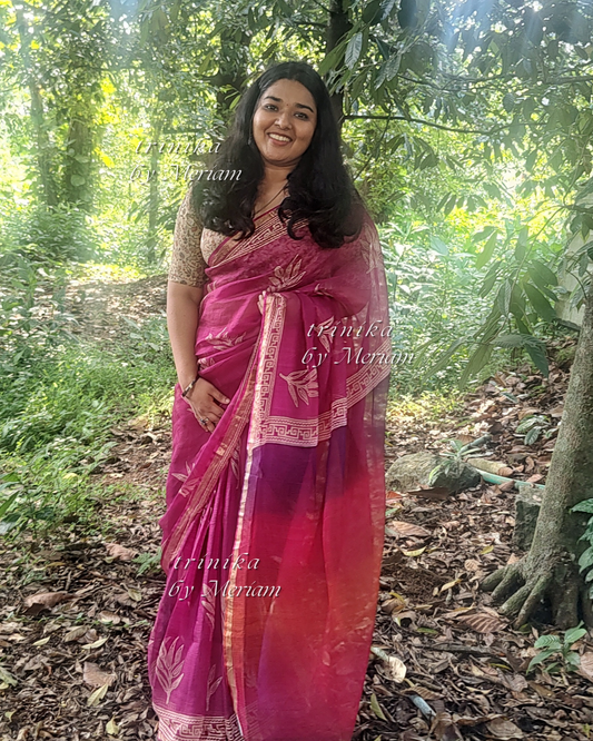 Dark Magenta Silky Kota Saree