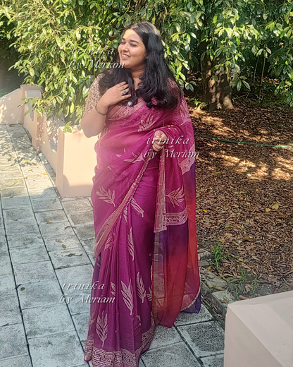 Dark Magenta Silky Kota Saree