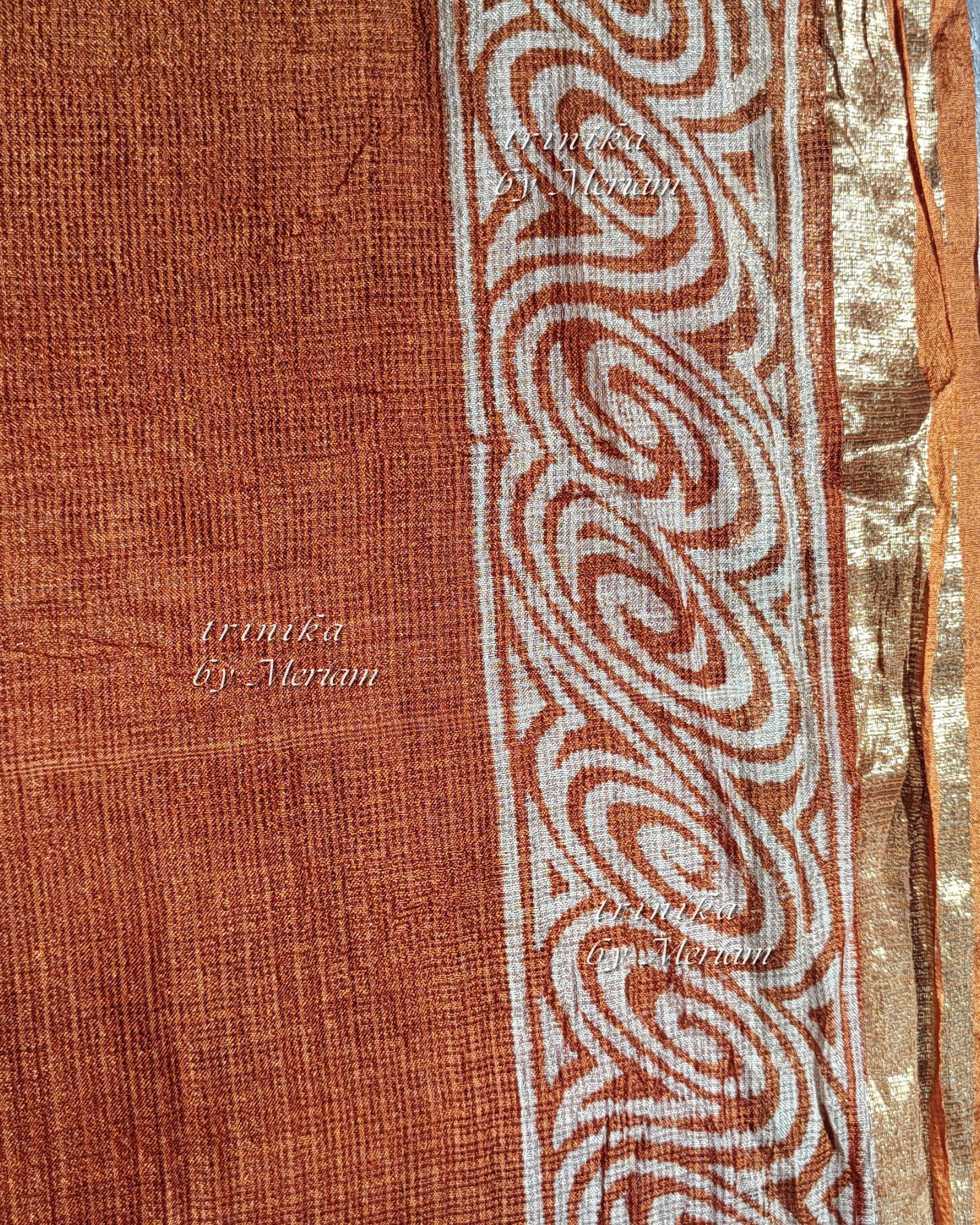 Burnt Orange Silky Kota Saree