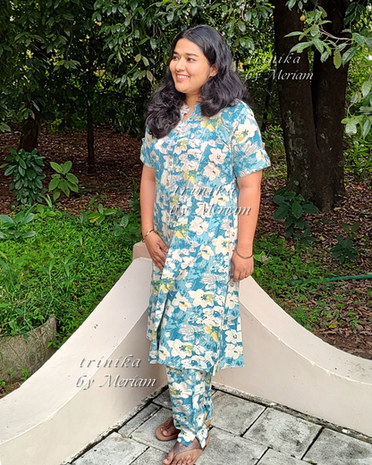 Blue Floral Co-ord Set