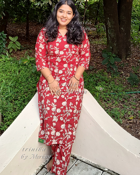 Red Floral Co-ord Set