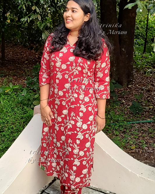 Red Floral Co-ord Set
