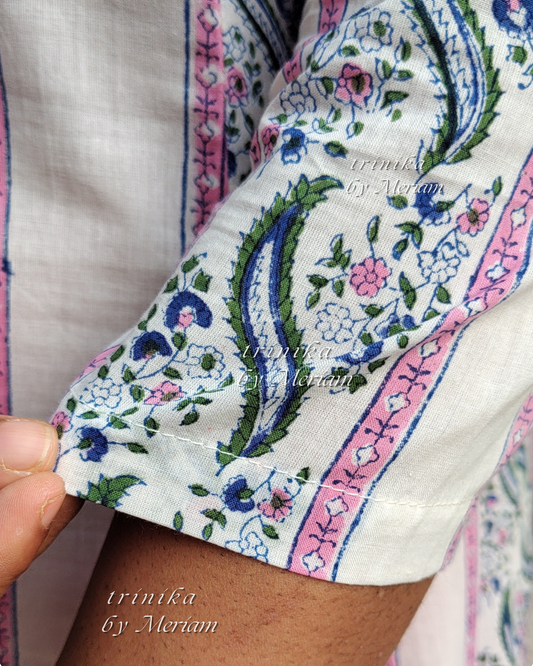 Strips in White Panel-cut Kurta