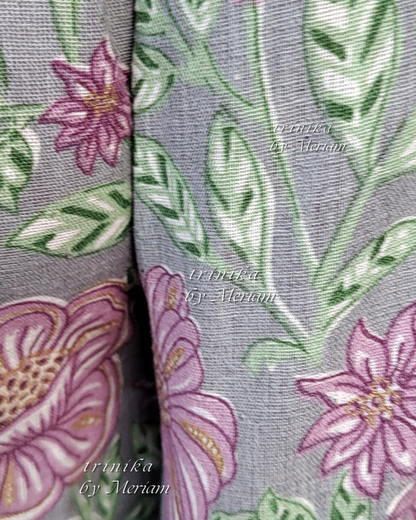 Blue Grey Floral A-Line Kurta