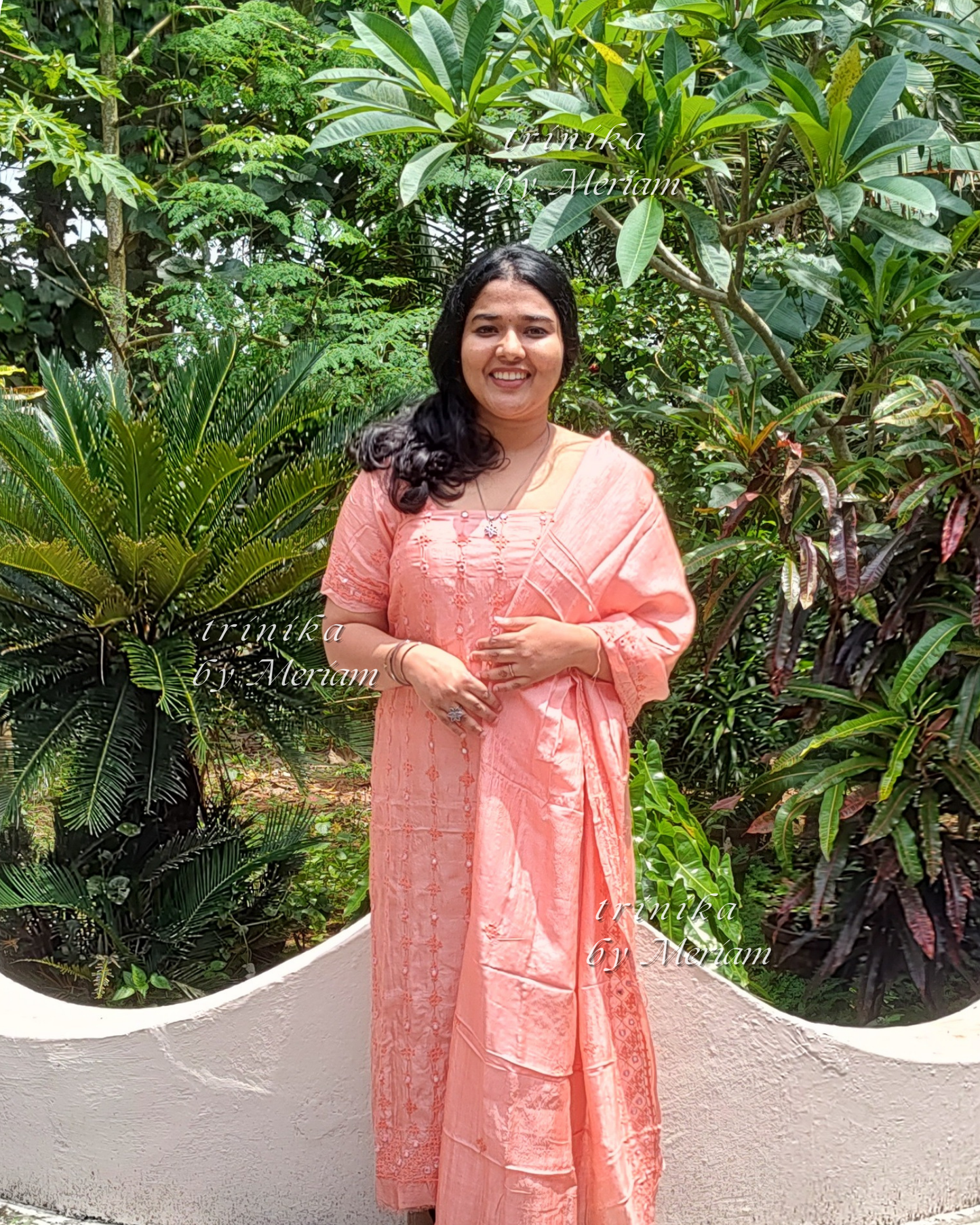 Peach Pure Tussar Silk Salwar Suit
